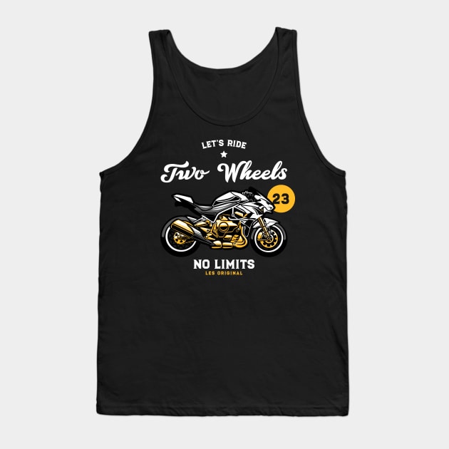 Two Wheels No Limits Motorcycle Tank Top by LES Original